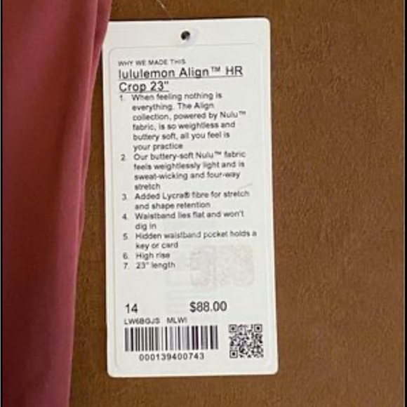 NWT Lululemon Size 14 Align High Rise Leggings 23” - Picture 2 of 3